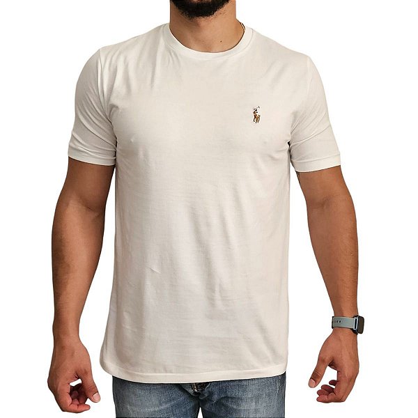 Camiseta Ralph Lauren Branco Logo Colorido