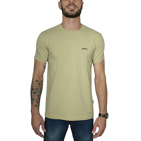 Camiseta Boss Caqui Logo Clássico Peito