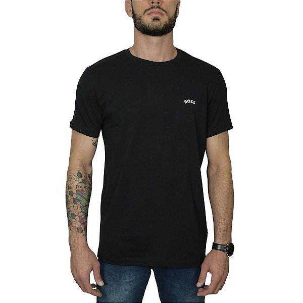 Camiseta Boss Preto Logo Clássico Peito