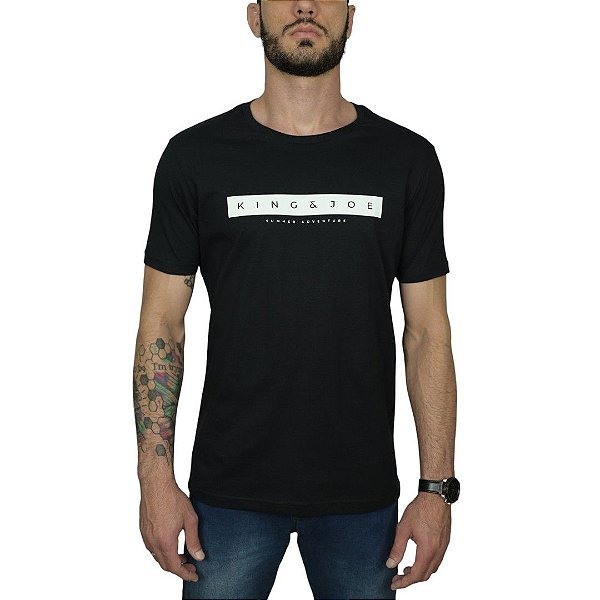 Camiseta Kingejoe Preto Estampada Summer Adventure