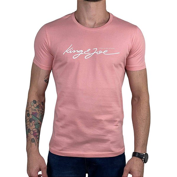 Camiseta Kingejoe Salmão Slim Estampada From Everywhere