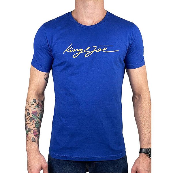 Camiseta Kingejoe Azul Royal Slim Estampada From Everywhere