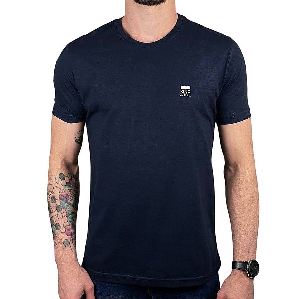 Camiseta Kingejoe Marinho Slim Estampada Peito