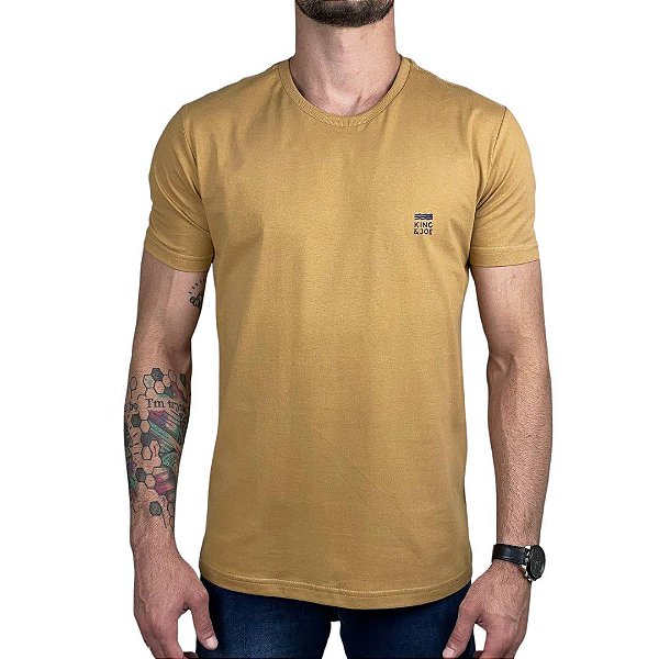 Camiseta Kingejoe Ocre Slim Estampada Peito