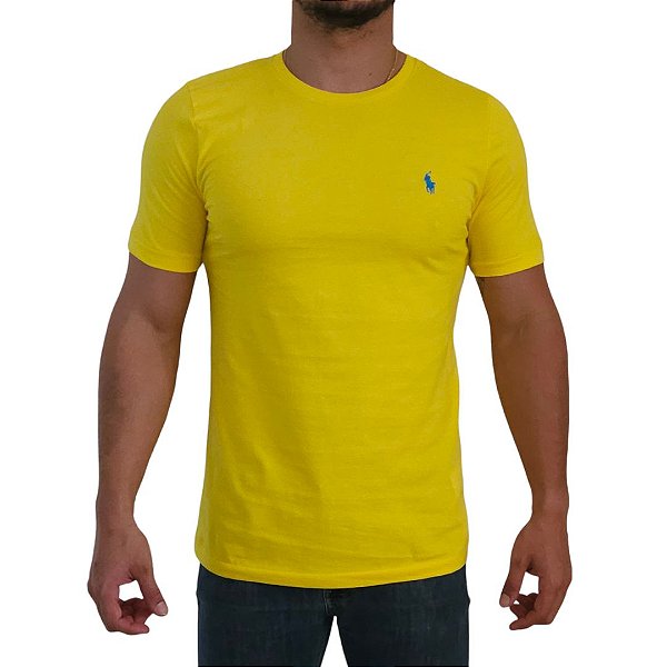 Camiseta Ralph Lauren Amarelo Logo Clássico Celeste