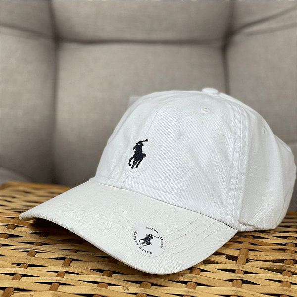 Boné Ralph Lauren Branco Logo Preto