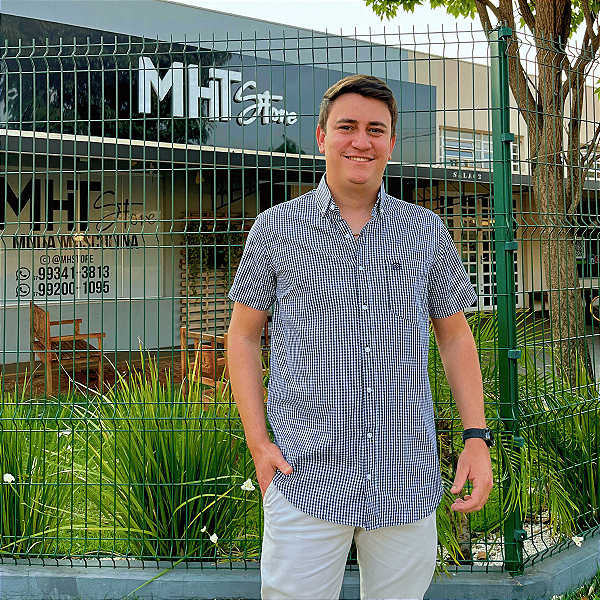 Camisa Social Txc Xadrez Manga Curta Preto Com Bolso 2699C