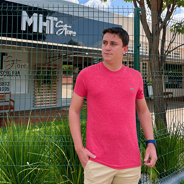 Camiseta Lacoste Vermelho Mescla Clássica Básica