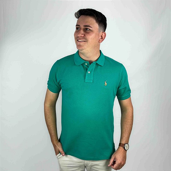 Polo Ralph Lauren Verde Esmeralda Logo Colorido