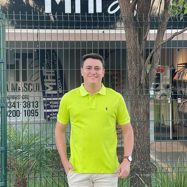 Polo Ralph Lauren Verde Limão Logo Clássico Roxo