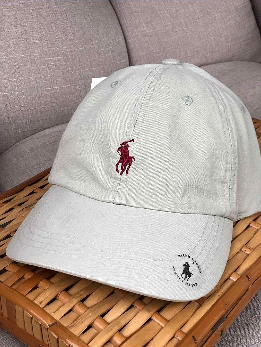 Boné Ralph Lauren Bege Logo Vermelho