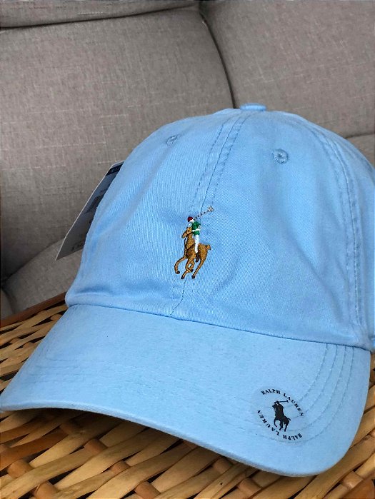 Boné Ralph Lauren Azul Claro Logo Colorido