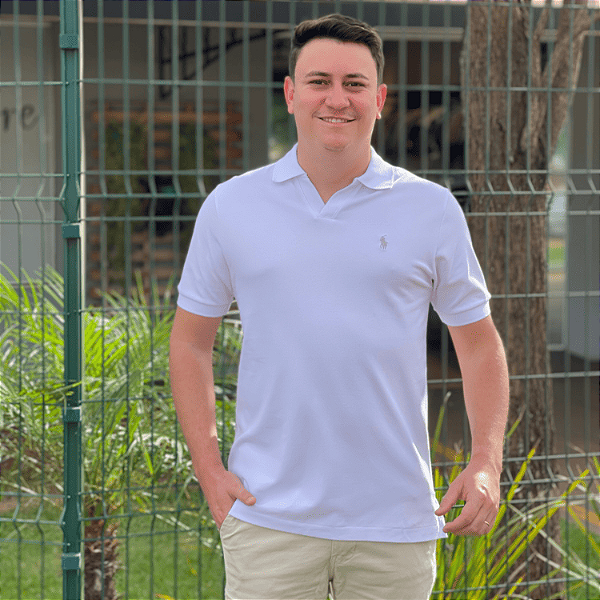 Polo Ralph Lauren Gola V Branco Logo Clássico Cinza