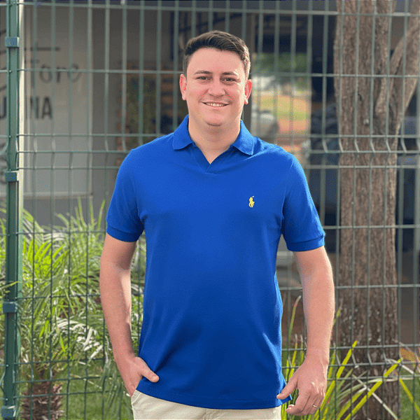 Polo Ralph Lauren Gola V Azul Royal Logo Clássico Amarelo