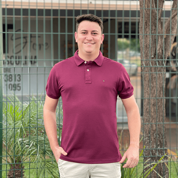Polo Tommy Hilfiger Marsala Regular Fit Logo Clássico
