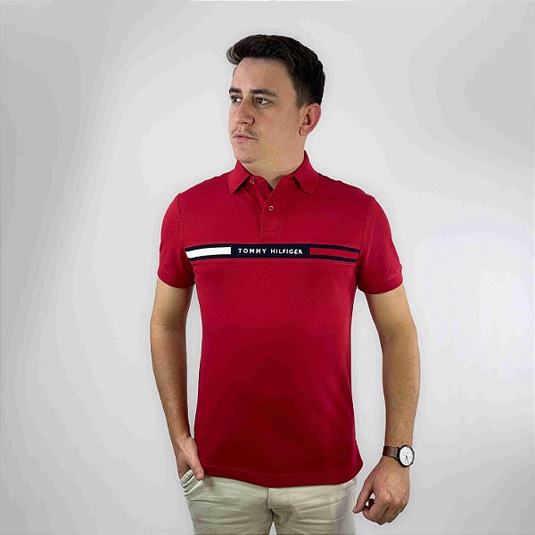 Polo Tommy Hilfiger Vermelho Hilfiger Chest Insert