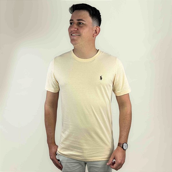 Camiseta Ralph Lauren Bege Logo Clássico Marrom