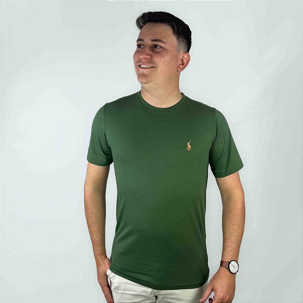 Camiseta Ralph Lauren Verde Militar Logo Colorido