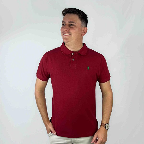 Polo Ralph Lauren Bordo Logo Clássico Verde