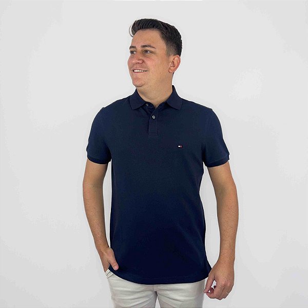 Polo Tommy Hilfiger Azul Marinho Performance Regular Fit Stretch