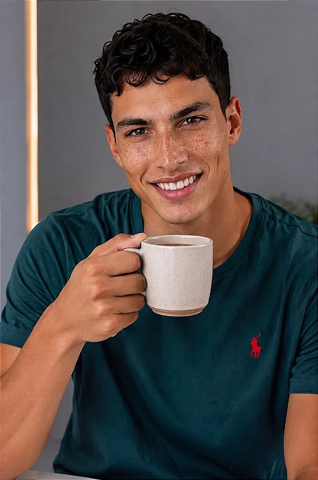 Camiseta Ralph Lauren Verde Musgo Logo Clássico Vermelho
