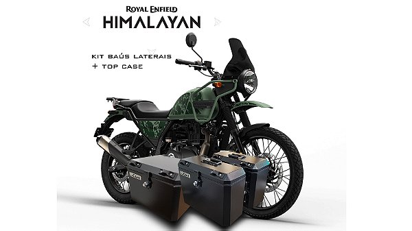 KIT BAÚS LATERAIS LIVI + TOP CASE 43L ROYAL ENFIELD HIMALAYAN COM SUPORTES!