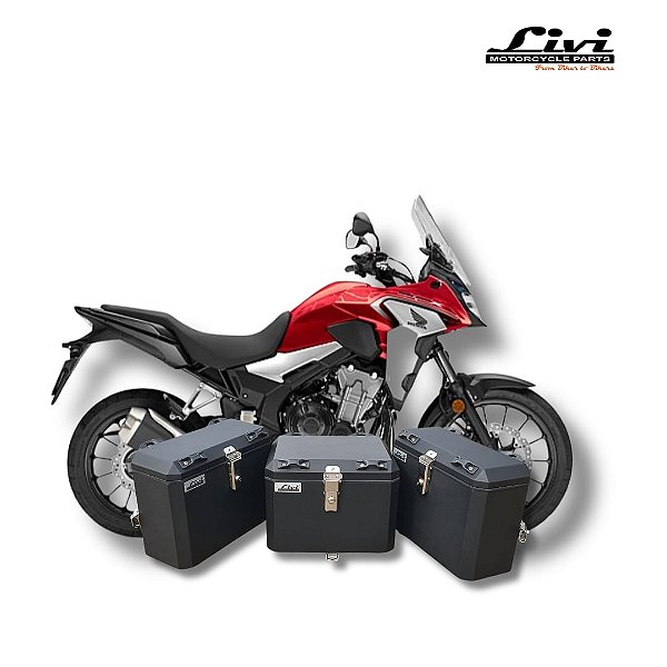 KIT BAÚS LATERAIS LIVI 35L + TOP CASE 43L HONDA CB 500X + SUPORTES !