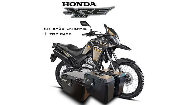 KIT BAÚS LATERAIS LIVI + TOP CASE 43L HONDA XRE300 COM SUPORTES!