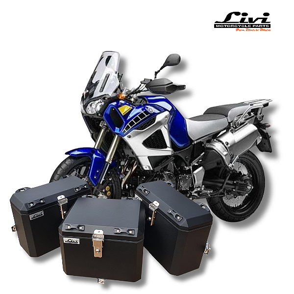 KIT BAÚS LATERAIS LIVI + TOP CASE 43L YAMAHA SUPER TÉNÉRÉ 1200 + SUPORTES !