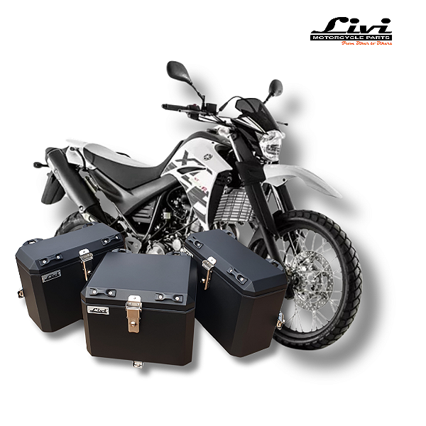 KIT BAÚS LATERAIS LIVI 35L + TOP CASE 43L YAMAHA XT 660R COM SUPORTES !