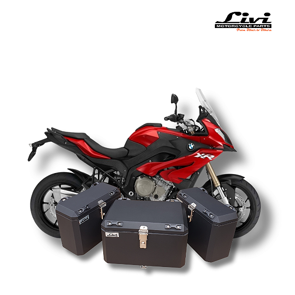KIT BAÚS LATERAIS LIVI 35L + TOP CASE 50L BMW S1000XR COM SUPORTES !