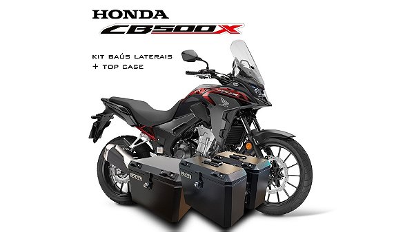 KIT BAÚS LATERAIS LIVI 35L + TOP CASE 50L HONDA CB 500X COM SUPORTES!