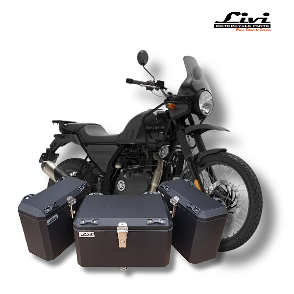 KIT BAÚS LATERAIS 35L + TOP CASE 50L ROYAL ENFIELD HIMALAYAN 400/411 COM SUPORTES !