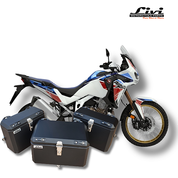 KIT BAÚS LATERAIS LIVI 35L + TOP CASE 50L HONDA ÁFRICA TWIN 1000 ADVENTURE!