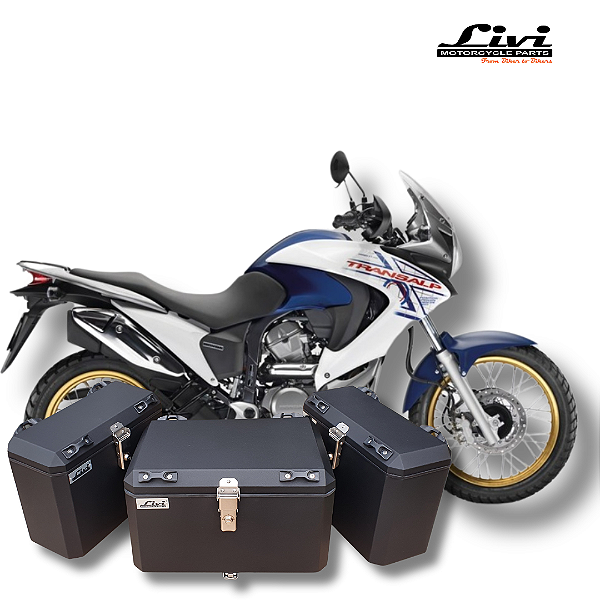 KIT BAÚS LATERAIS LIVI 35L + TOP CASE 50L HONDA XL700V TRANSALP COM SUPORTES !