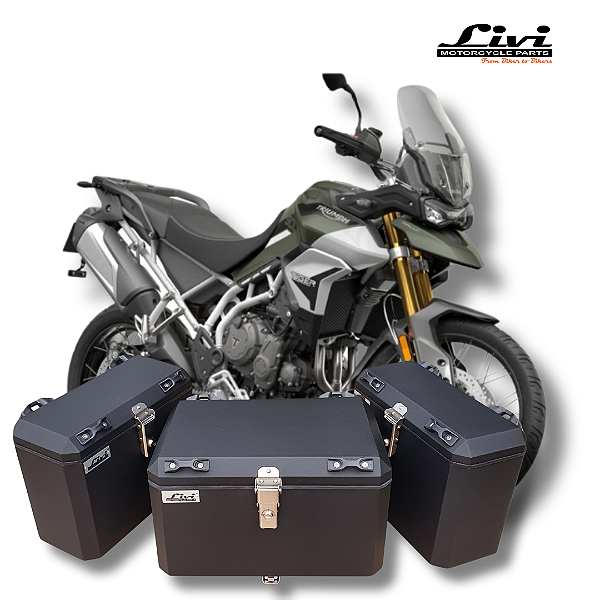 KIT BAÚS LATERAIS LIVI 35L + TOP CASE 50L TRIUMPH TIGER 900 COM SUPORTES !