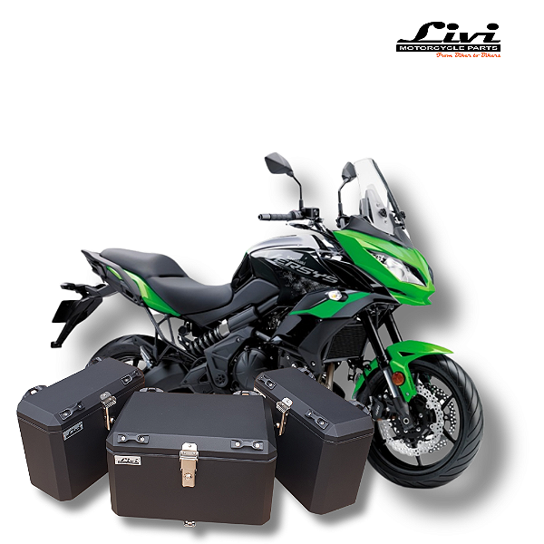 KIT BAÚS LATERAIS LIVI 35L + TOP CASE 50L KAWASAKI VERSYS 650 COM SUPORTES !