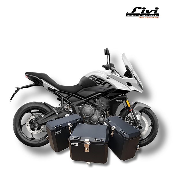 KIT BAÚS LATERAIS LIVI 35L + TOP CASE 43L TRIUMPH TIGER SPORT 660 COM SUPORTES !