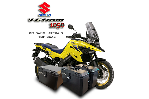 KIT BAÚS LATERAIS LIVI 35L + TOP CASE 43L SUZUKI V-STROM 1050 COM SUPORTES!