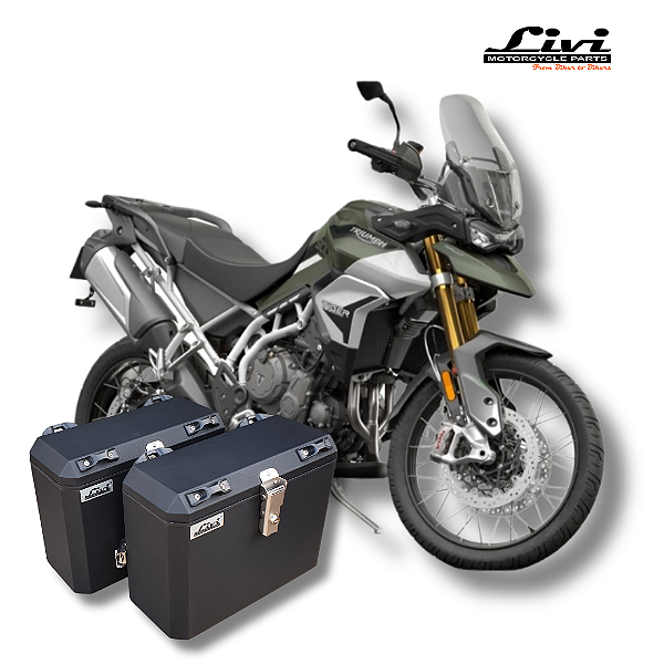 KIT BAÚS LATERAIS 35L TRIUMPH TIGER 900 COM ADAPTADOR PARA SUPORTE ORIGINAL !