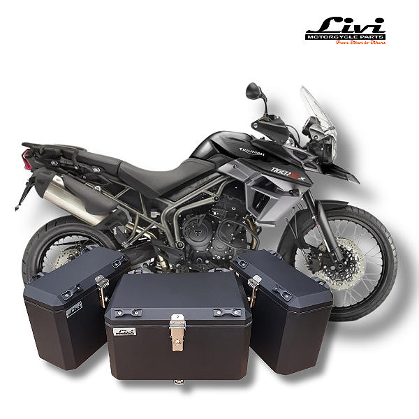 KIT BAÚS LATERAIS LIVI 35L + TOP CASE 50L  TRIUMPH  TIGER 800 COM SUPORTES !