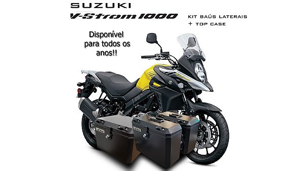 KIT BAÚS LATERAIS LIVI 35L + TOP CASE 50L SUZUKI V-STROM 1000  COM SUPORTES TODOS OS ANOS !