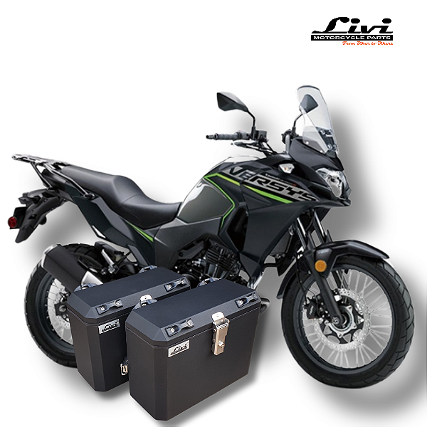 BAÚS LATERAIS LIVI 35L KAWASAKI VERSYS X 300 + SUPORTES.