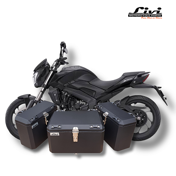 KIT BAÚS LATERAIS 35L+ TOP CASE 50L BAJAJ DOMINAR 400 COM SUPORTES!