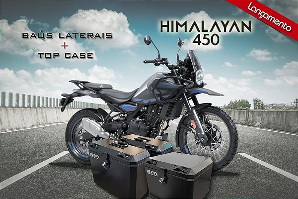 KIT BAÚS LATERAIS 35L + TOP CASE 43L HIMALAYAN 450  COM SUPORTES  .