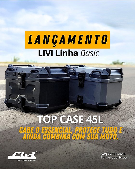 TOP CASE LIVI 45 L EM ABS COM BASE UNIVERSAL COMPLETA