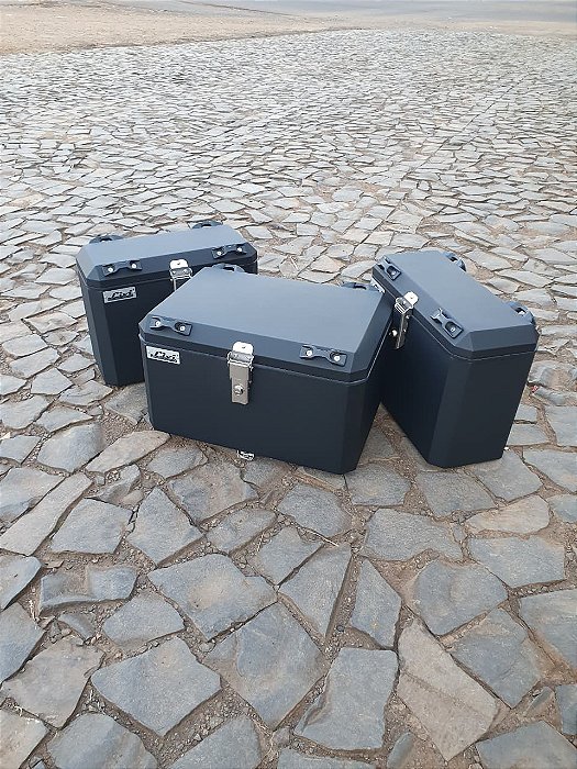 KIT BAÚS LATERAIS LIVI ALUMÍNIO 35L + TOP CASE 50L HONDA TRANSALP XL750 + SUPORTE