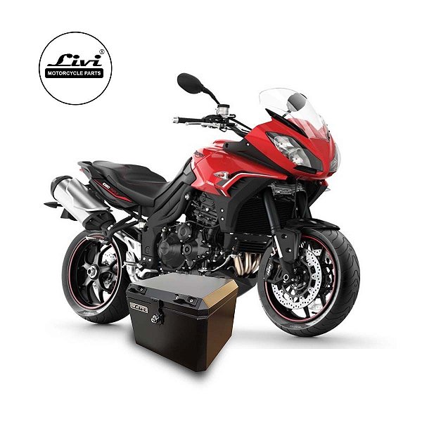 Baú Central Top Case 43 Litros Livi Exclusivo Para Moto Triumph Tiger Sport 1050 com bagageiro.