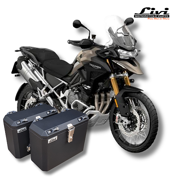 BAÚS LATERAIS LIVI 35L TRIUMPH EXPLORER 1200 ATÉ 2015 + SUPORTES