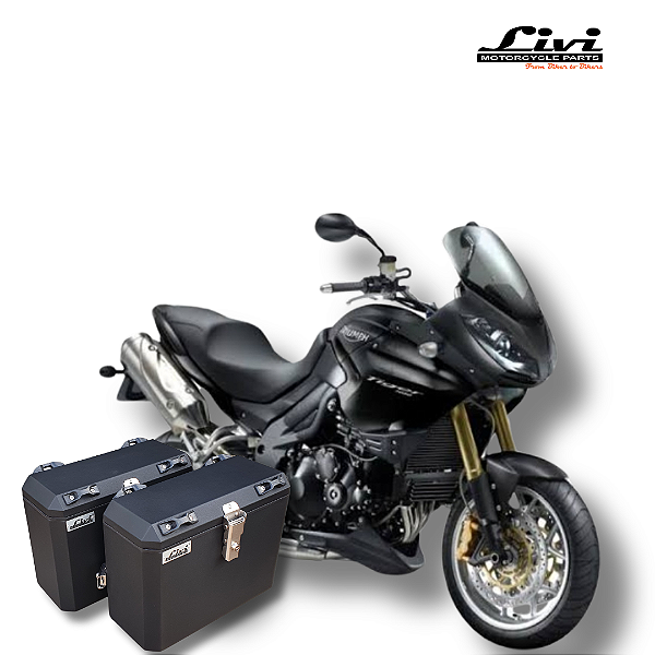 BAÚS LATERAIS LIVI 35L TRIUMPH TIGER  1050 SPORT 2010 ACIMA + SUPORTES.